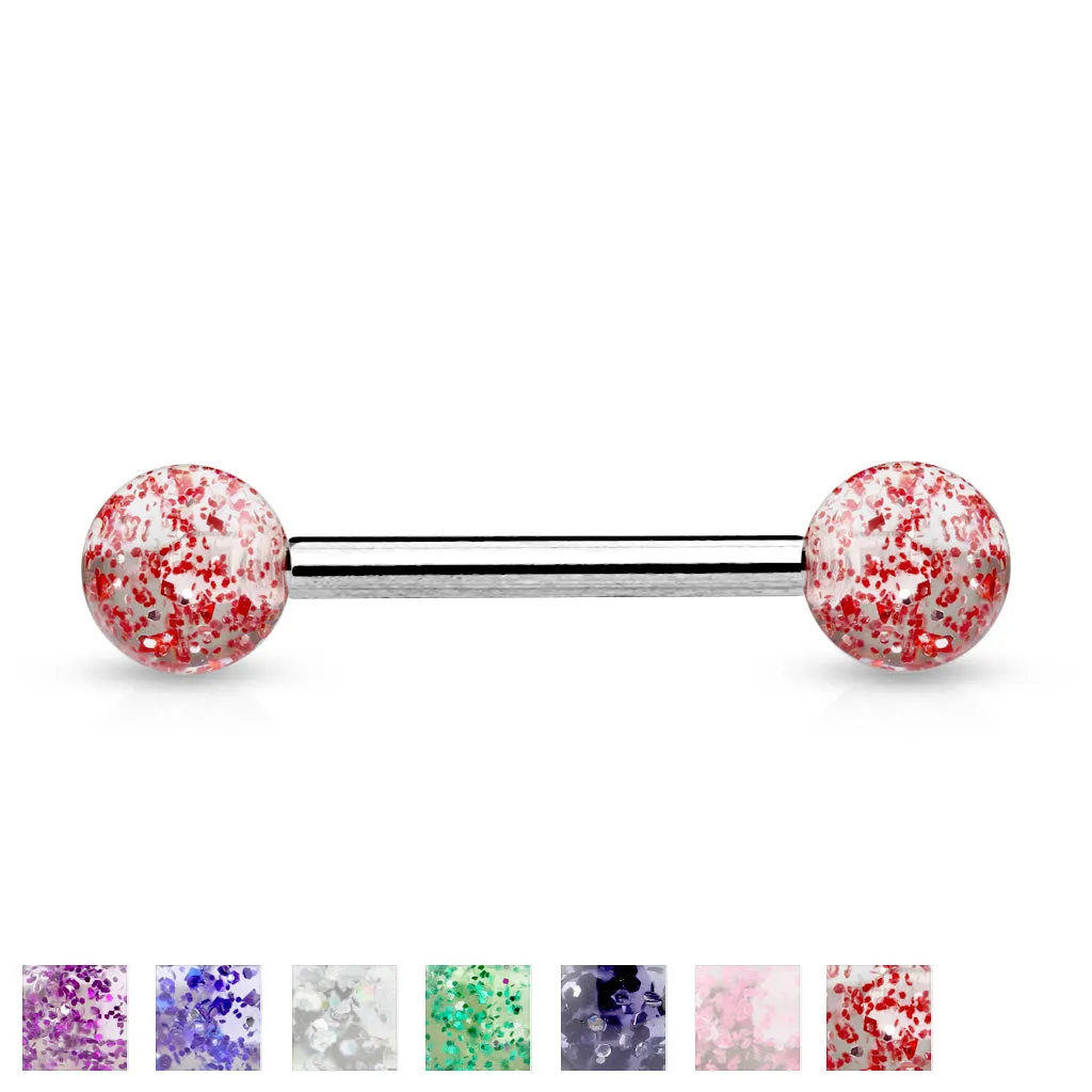 Ultra Glitter Acrylic Balls Grade 23 Solid Titanium Barbell Tongue Rings