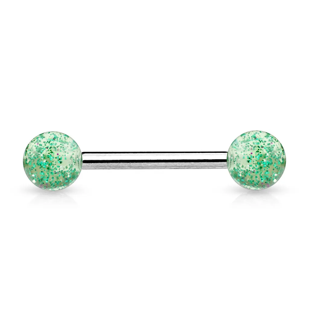 Ultra Glitter Acrylic Balls Grade 23 Solid Titanium Barbell Tongue Rings