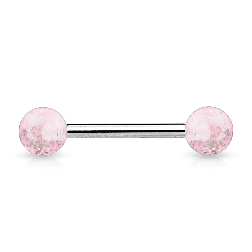 Ultra Glitter Acrylic Balls Grade 23 Solid Titanium Barbell Tongue Rings