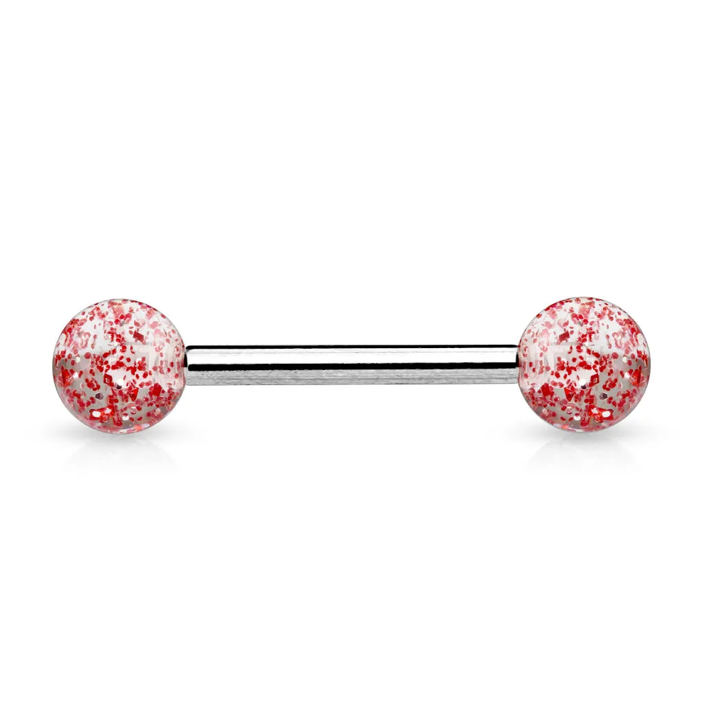 Ultra Glitter Acrylic Balls Grade 23 Solid Titanium Barbell Tongue Rings