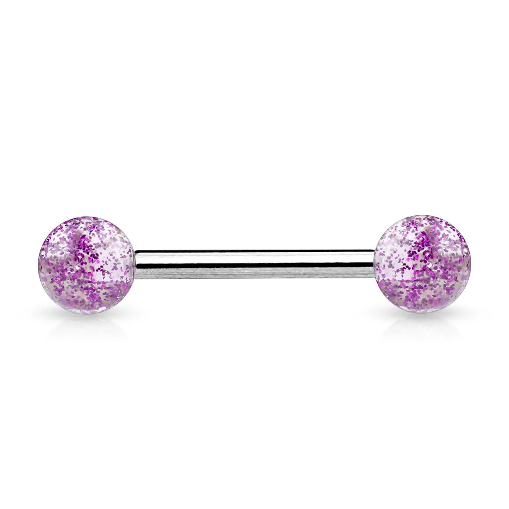 Ultra Glitter Acrylic Balls Grade 23 Solid Titanium Barbell Tongue Rings