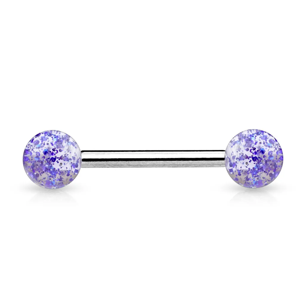 Ultra Glitter Acrylic Balls Grade 23 Solid Titanium Barbell Tongue Rings