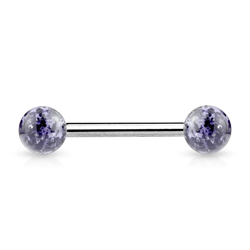 Ultra Glitter Acrylic Balls Grade 23 Solid Titanium Barbell Tongue Rings