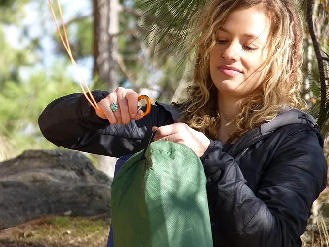 Ultralight Bear Bag Food Hanging System for Camping & Hiking - Waterproof Food Bag with Easy 2-to-1 Pulley, Paracord Ropes, Rock Sok, Carabiners & Instructions