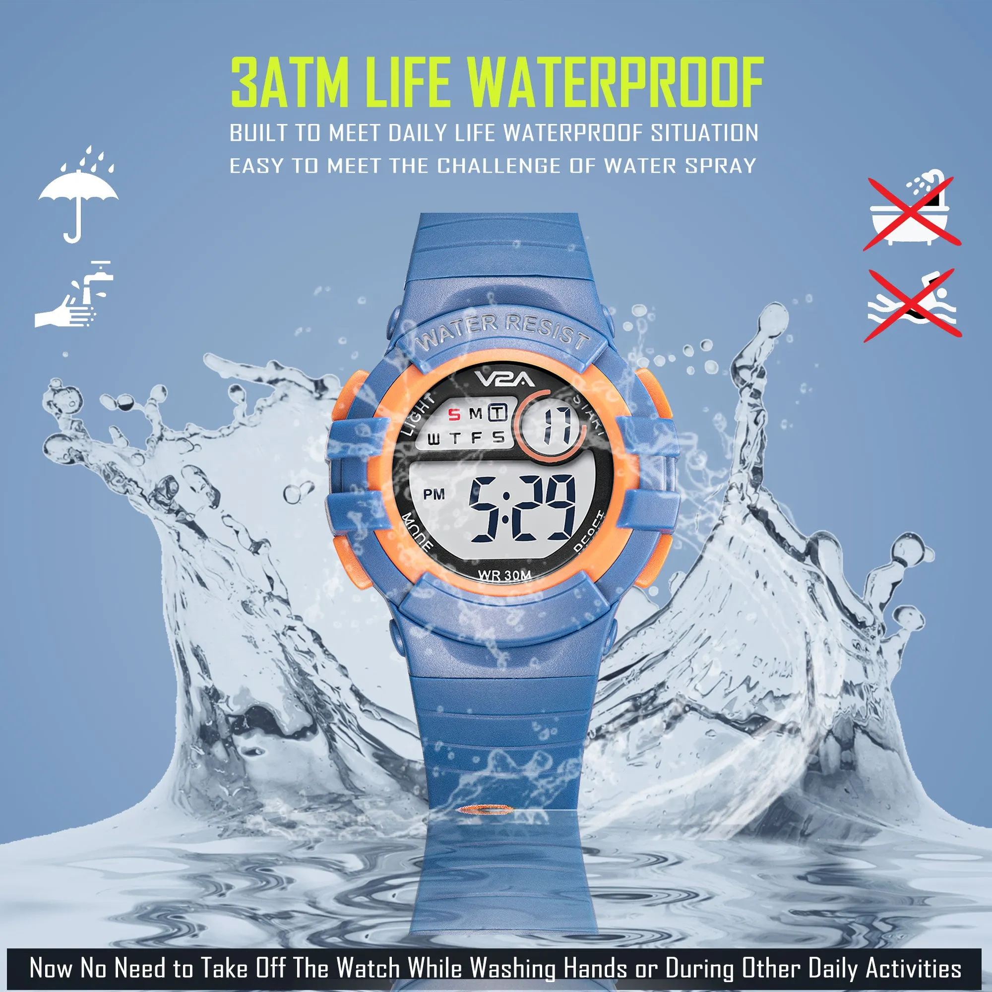 V2A Digital Watch Unisex-Child Kids Watch Between 3 to 10 Years of Age Multi-Functional 30 M Waterproof Digital Sports Watch for Kids | Digital Watch for Kids