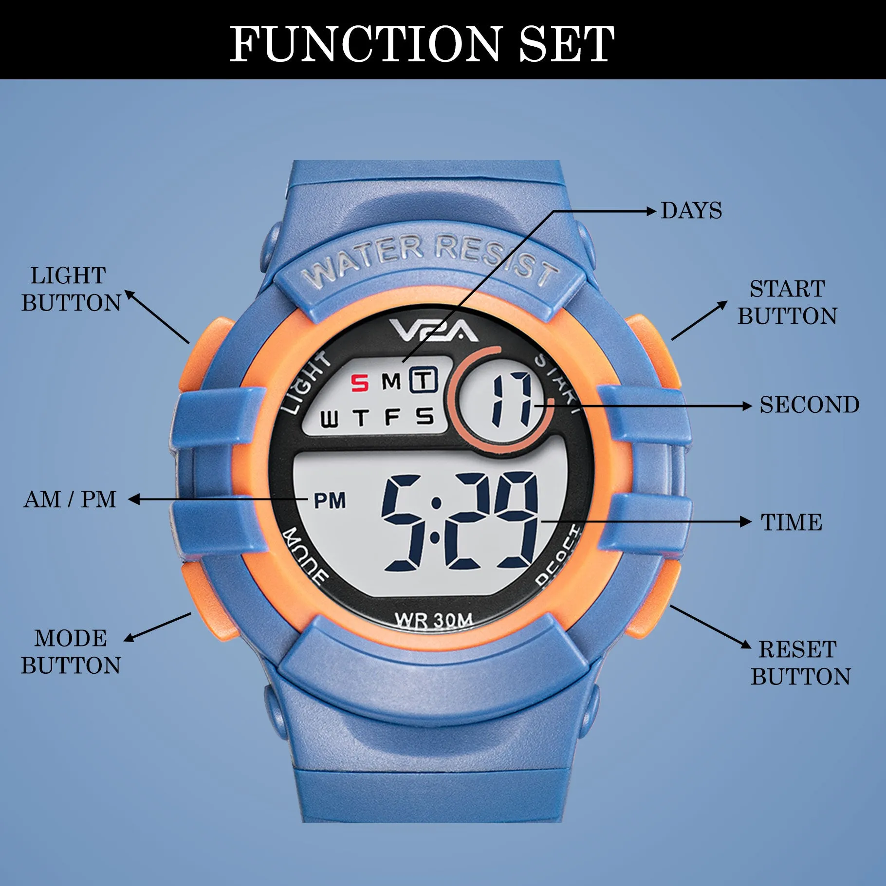 V2A Digital Watch Unisex-Child Kids Watch Between 3 to 10 Years of Age Multi-Functional 30 M Waterproof Digital Sports Watch for Kids | Digital Watch for Kids
