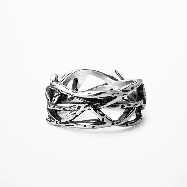 Vintage Dark Cold Wind Vine Thorns Ring Men's And Women's Ins Trendy Jewelry Hip-hop Personality Niche Titanium Steel Ring