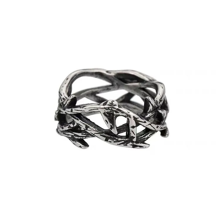 Vintage Dark Cold Wind Vine Thorns Ring Men's And Women's Ins Trendy Jewelry Hip-hop Personality Niche Titanium Steel Ring