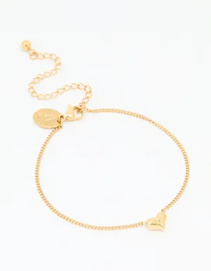 Waterproof Gold Plated Stainless Steel Dainty Heart Bracelet