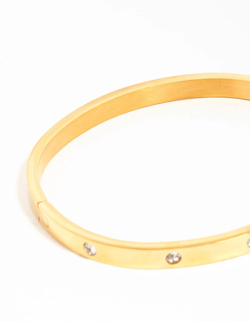 Waterproof Gold Plated Stainless Steel Diamante Hinged Bangle