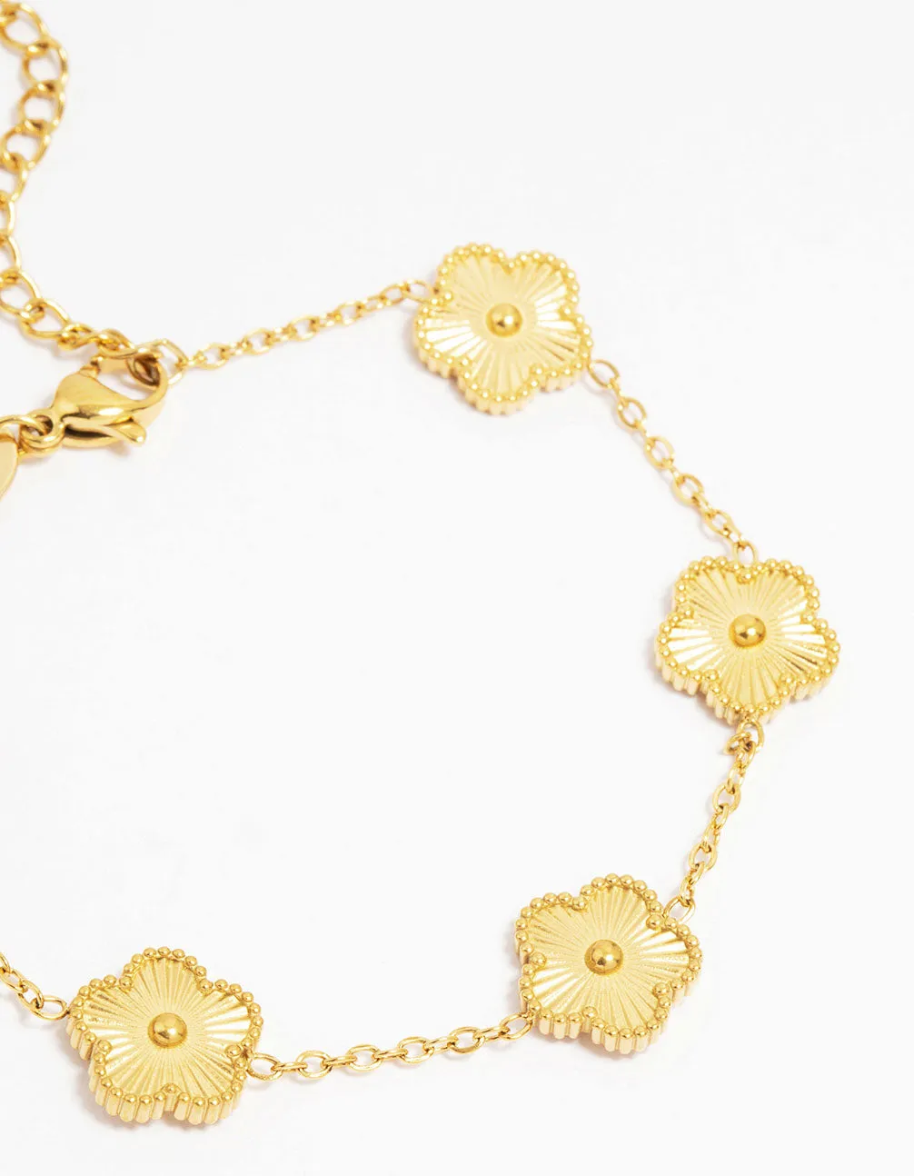 Waterproof Gold Plated Stainless Steel Five Petal Flower Bracelet