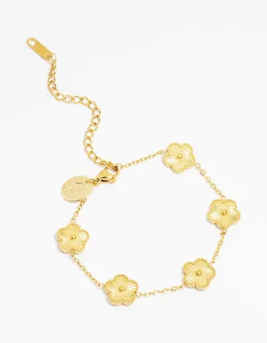 Waterproof Gold Plated Stainless Steel Five Petal Flower Bracelet