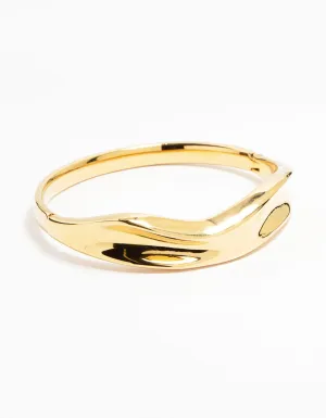 Waterproof Gold Plated Stainless Steel Thick Indented Twist Bracelet