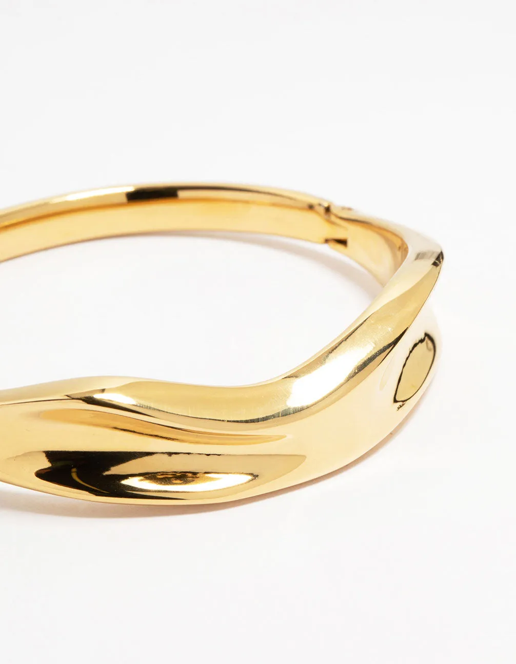Waterproof Gold Plated Stainless Steel Thick Indented Twist Bracelet