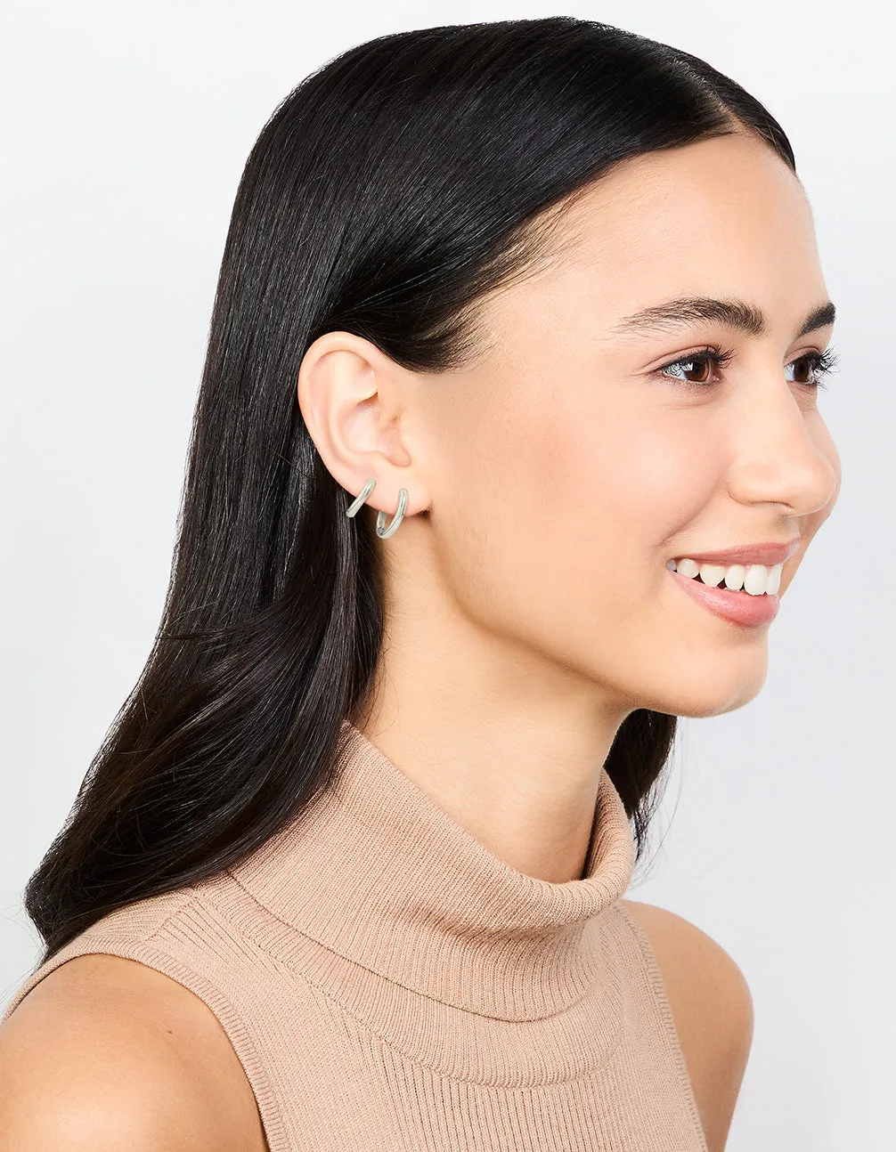 Waterproof Stainless Steel Mini Hoop Earrings 2-Pack
