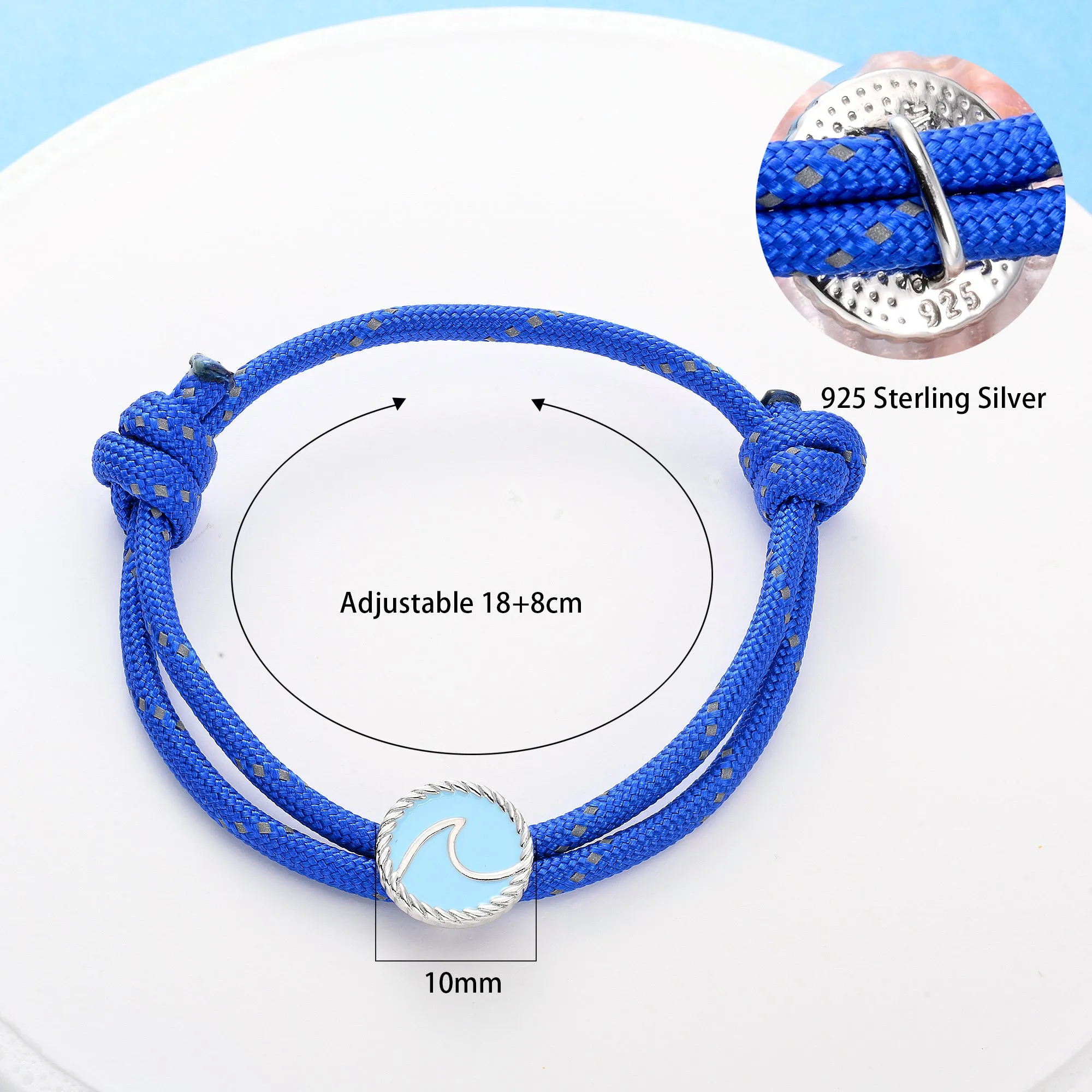 Wave Paracord Bracelet, Blue