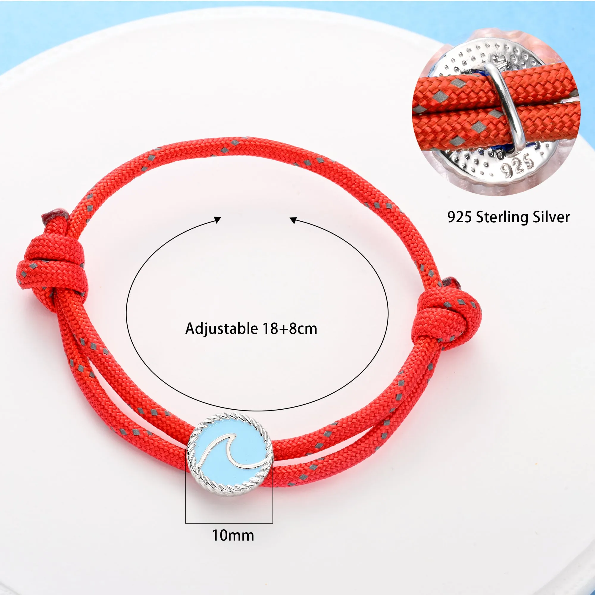 Wave Paracord Bracelet, Red