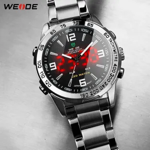 WEIDE Men's Watches LED Digital Quartz Hour Business Black Dial Wristwatch Waterproof Clock Military Army Relogio Masculino 2019