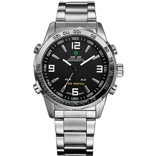 WEIDE Men's Watches LED Digital Quartz Hour Business Black Dial Wristwatch Waterproof Clock Military Army Relogio Masculino 2019