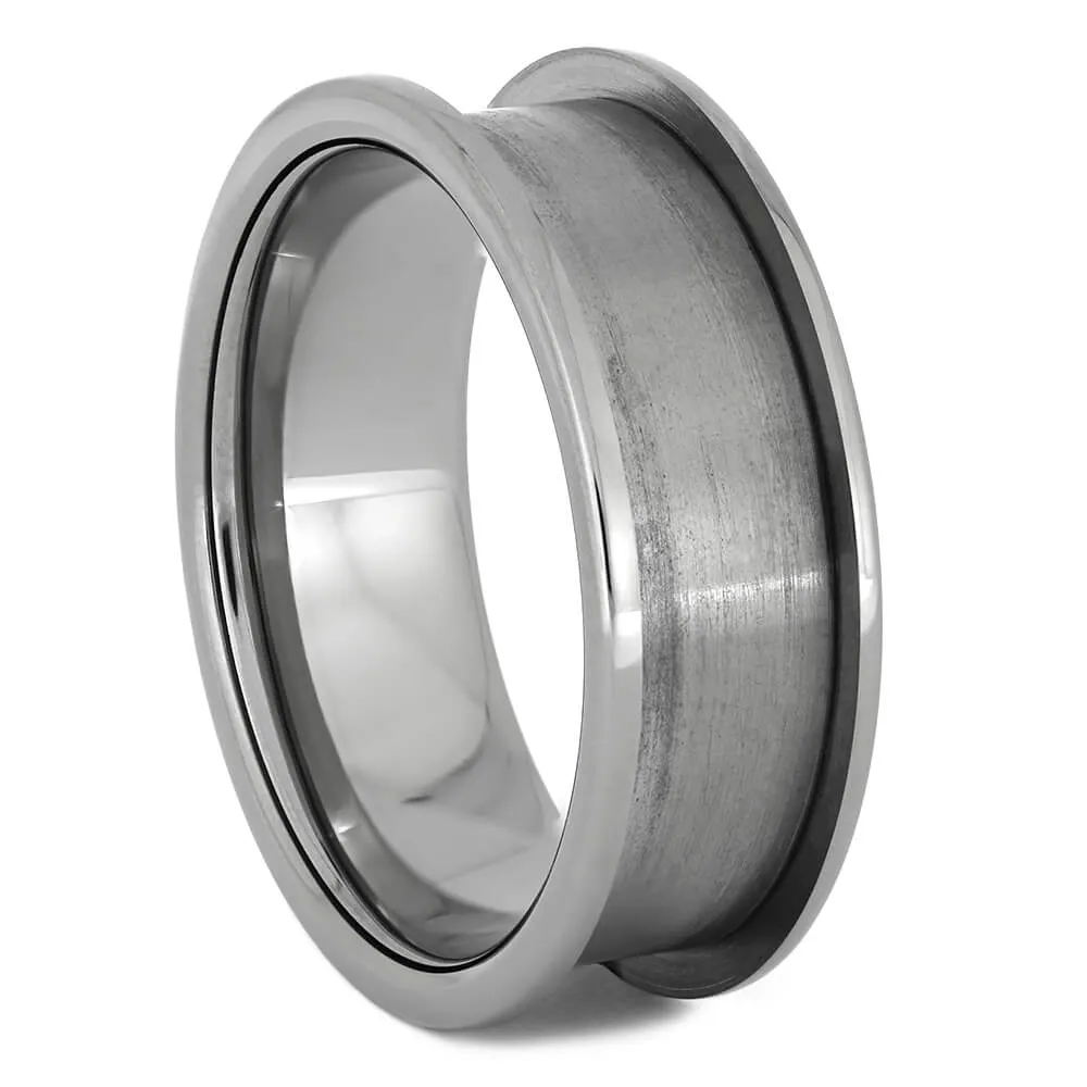 Whiskey Barrel Oak & Dinosaur Bone Modular Titanium Ring Set