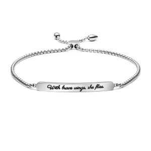 With Brave Wings She Flies Adjustable Chain Link Bracelet