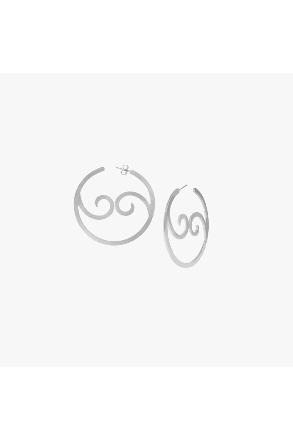 YIN YANG WAVE HOOPS - LARGE - SILVER TONE