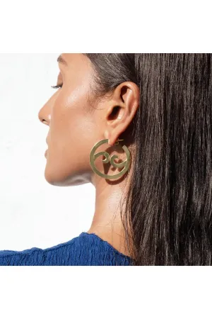 YIN YANG WAVE HOOPS - SMALL - GOLD TONE