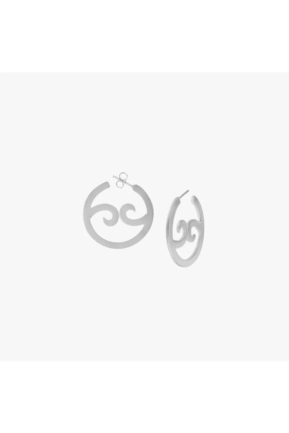 YIN YANG WAVE HOOPS - SMALL - SILVER TONE