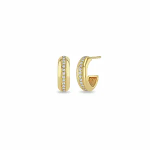 Zoe Chicco 14K Yellow Gold Pave Diamond Huggie Hoops